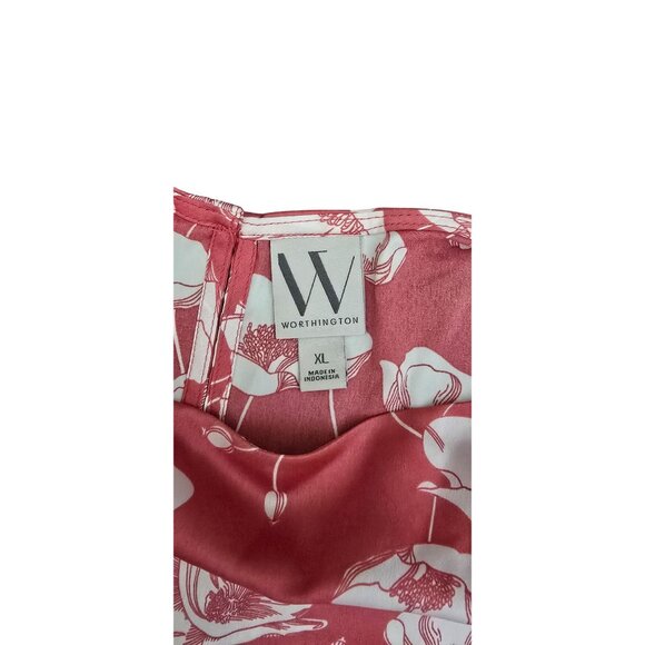 Worthington Womens Floral Pink & White Blouse Size XL - Picture 3 of 7